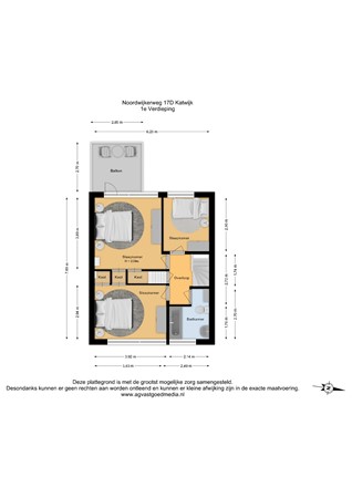 Floorplan - Noordwijkerweg 17D, 2223 AD Katwijk